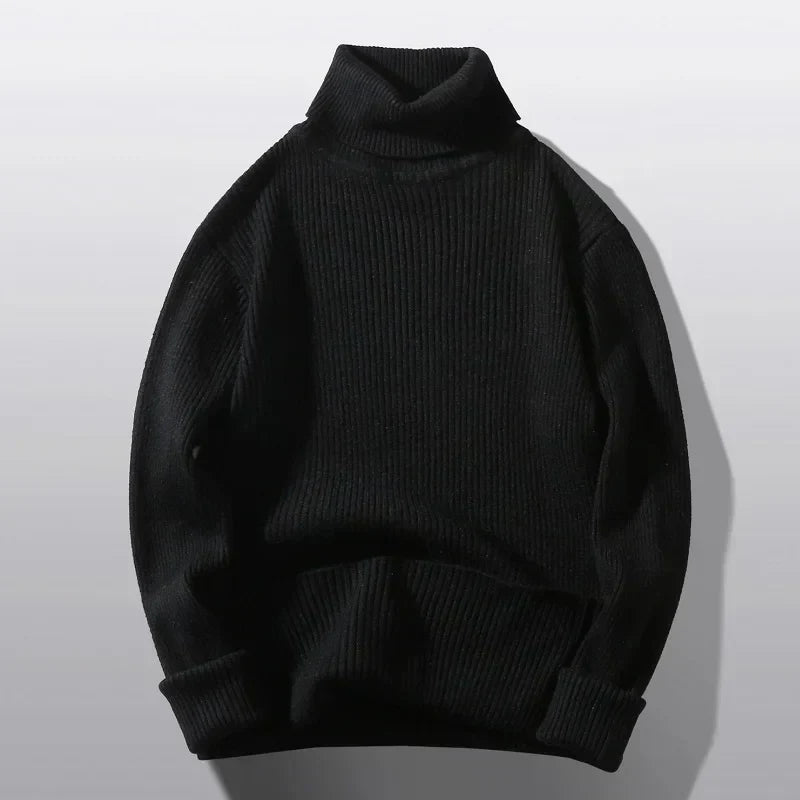 Street Wave Ribbed Rollneck Sweater Soft Warm For Layering Unisex Everyday Wear Cozy Knit Top