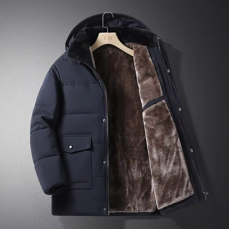 Street-Wave Men's Thick Fleece Winter Parka Jacket With Hood Insulated Quilted Liner For Cold Weather Warmth And Style