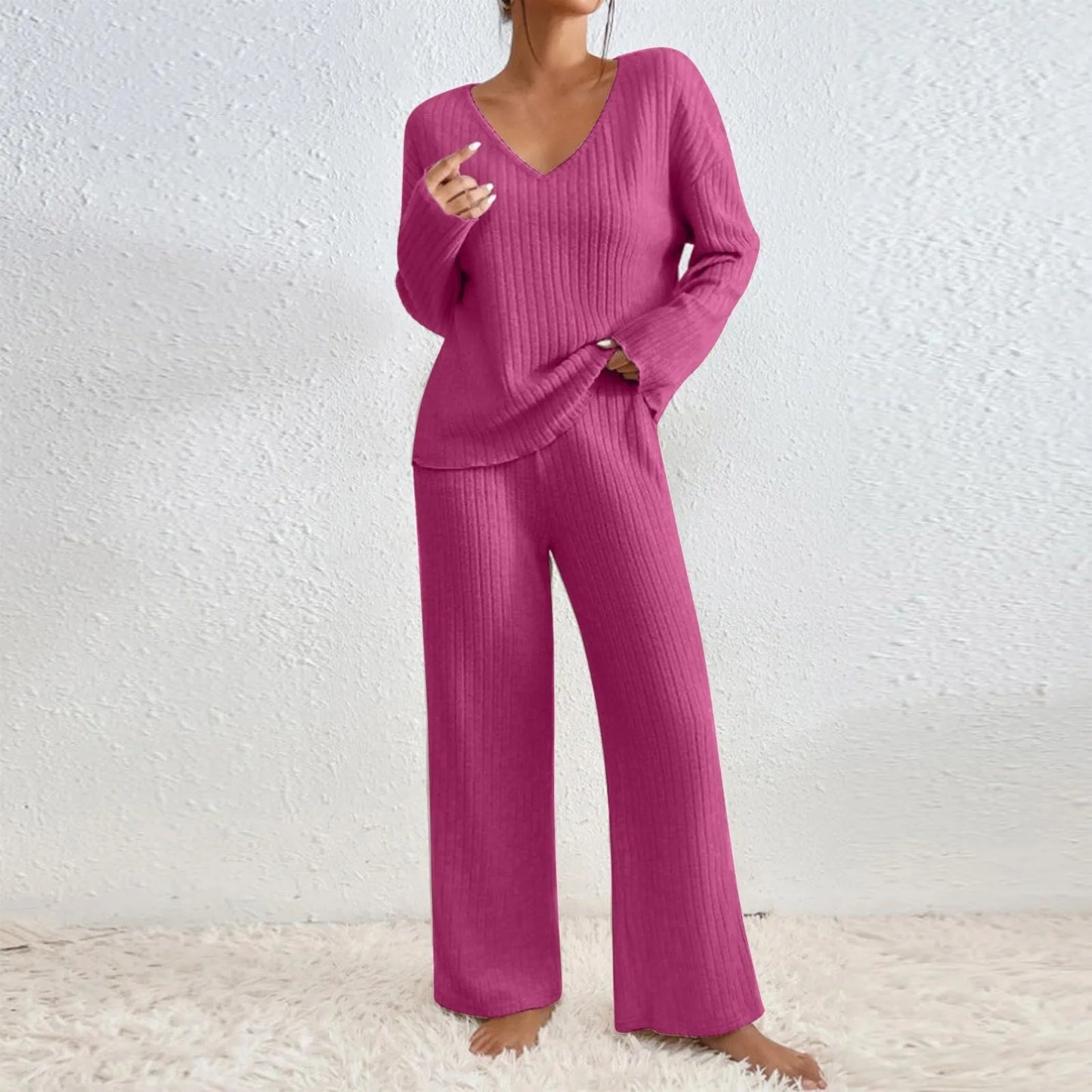 Women's Knitted Two-Piece Set with Soft Fabric and Relaxed Fit