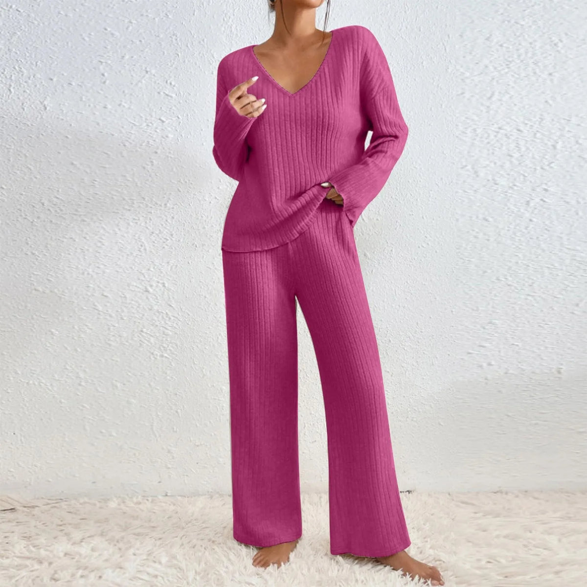 Women's Knitted Two-Piece Set with Soft Fabric and Relaxed Fit