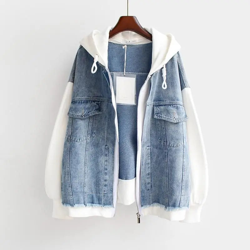 Street Wave Denim Hoodie Jacket Hybrid For Trendy Streetwear Lovers Effortless Comfort And Versatile Style