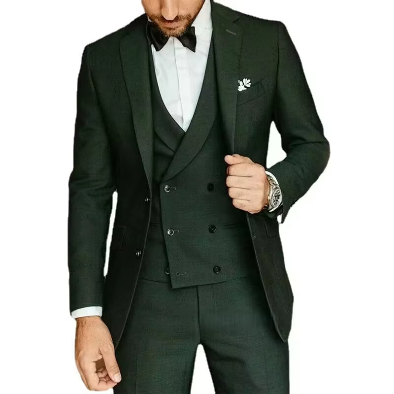 Street-Wave Men's Three Piece Slim Fit Solid Color Tailcoat Suit With Vest And Pants For Weddings And Business