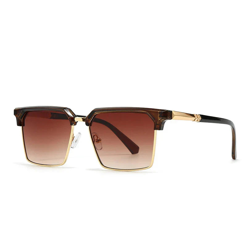 Street-Wave Verve Retro Gradient Sunglasses With Gold Tone Accents UV400 Protection Unisex Square Frames