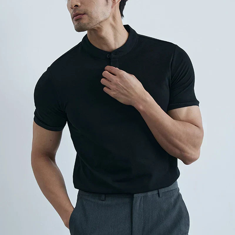 Men's Slim Fit T Shirt Lightweight Cotton Collar Short Sleeves Casual Style For Everyday Wear