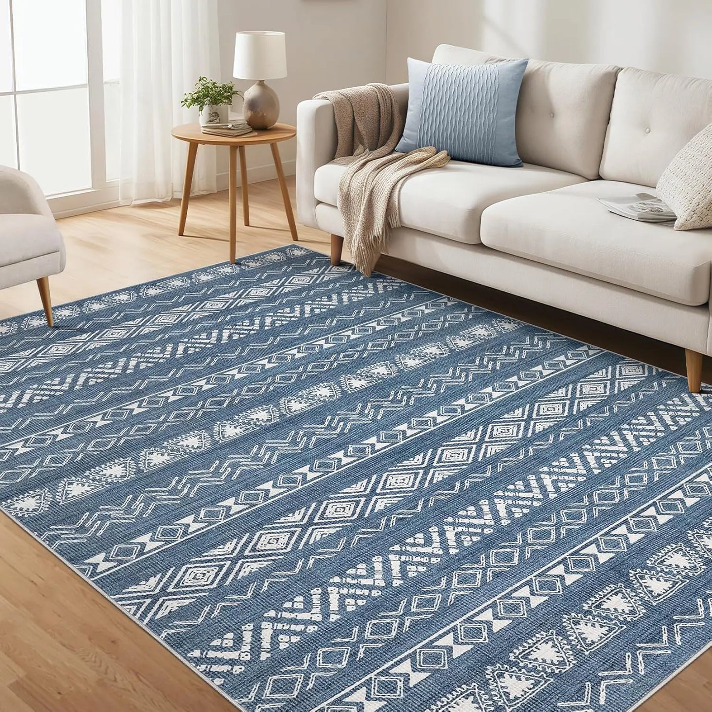 Eprolo Washable Boho Farmhouse Moroccan Geometric Indoor Carpet For Bedrooms