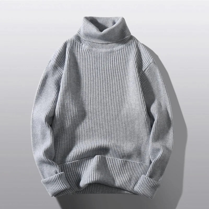 Street Wave Ribbed Rollneck Sweater Soft Warm For Layering Unisex Everyday Wear Cozy Knit Top
