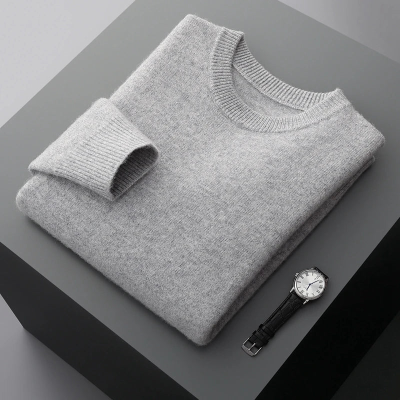 Street-Wave Nordisk Flair Men's Wool Sweatshirt Loose Fit Round Neck Ribbed Cuffs Minimalist Design