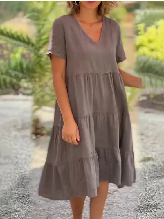 Street-Wave Julie Tiered V-Neck Dress Women All-Day Breezy