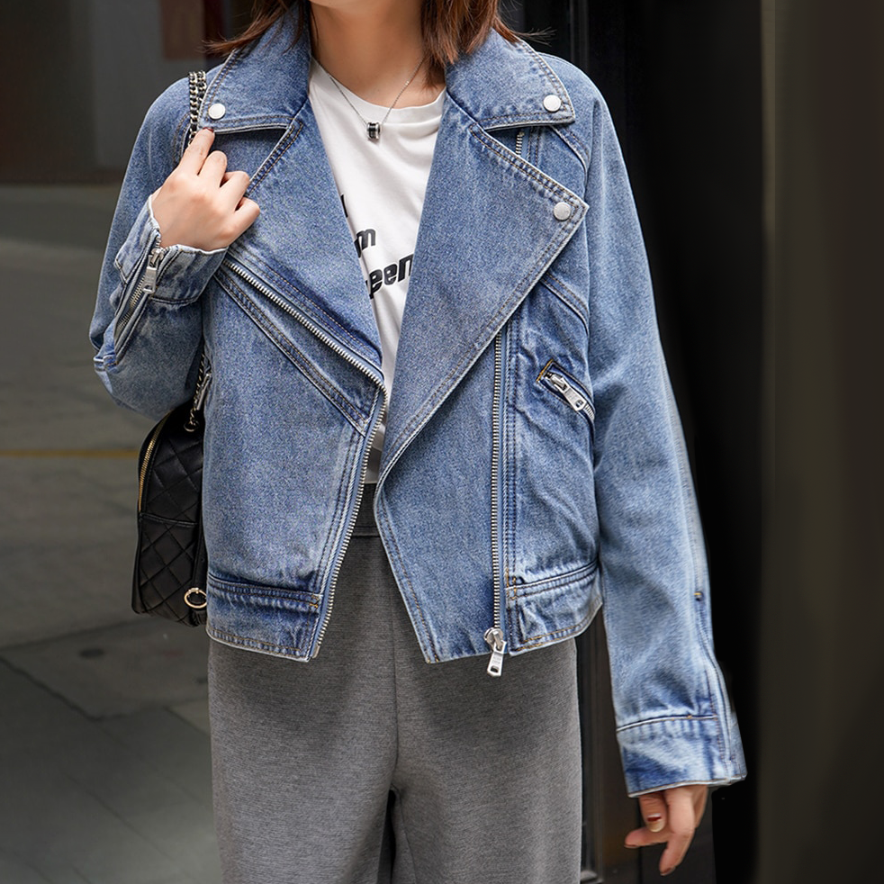 Street-Wave Vintage Denim Jacket Premium Washed Denim For Streetwear Enthusiasts