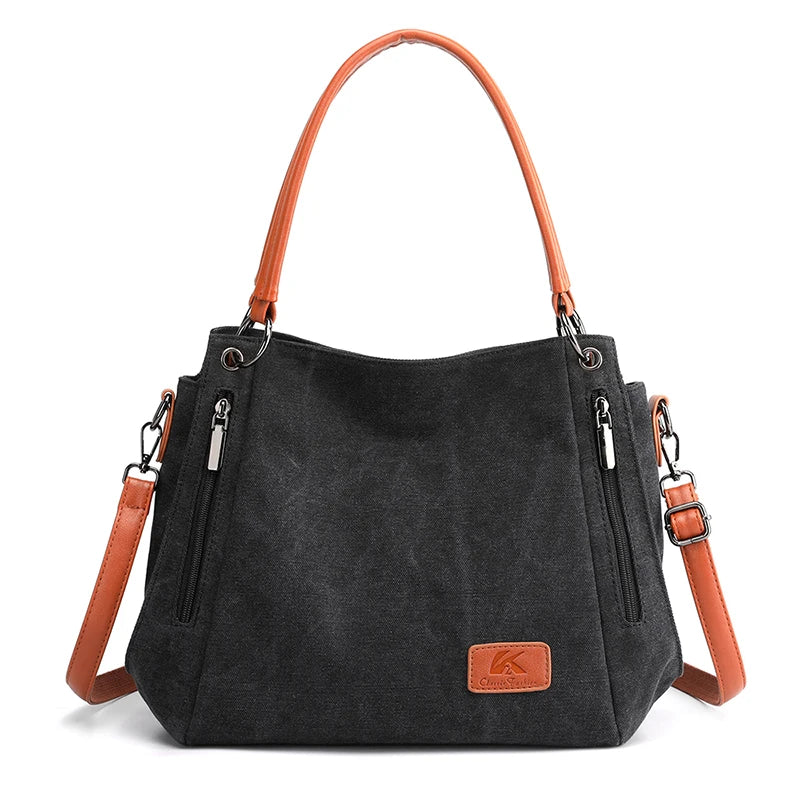 Street-Wave Veyora Luxe Canvas Tote Bag - Premium Canvas Construction Spacious Interior Zipper Closure For Versatile Carry