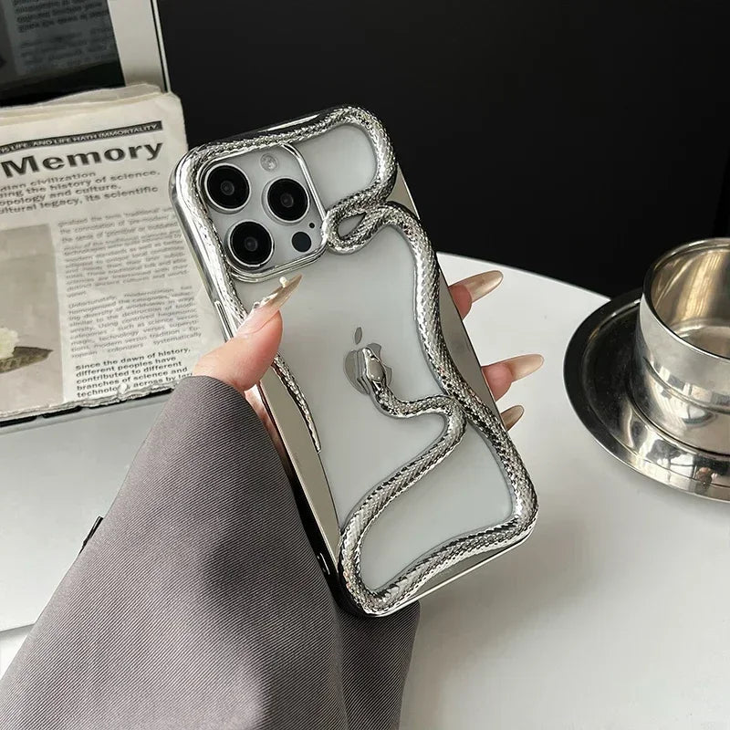 Street-Wave Orion Snake Plated iPhone Case With Hollow Design Electroplated Finish TPU Protection For Heat Dissipation