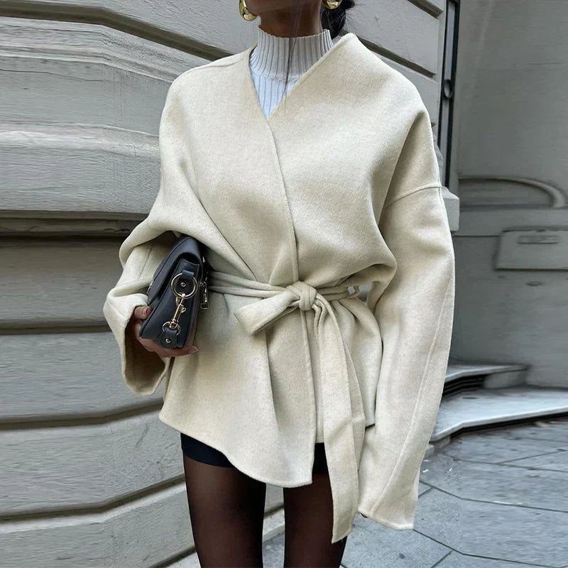 Street-wave Womens V-Neck Loose Fit Casual Jacket For Fall Comfort And Everyday Style Perfect Autumn Outerwear