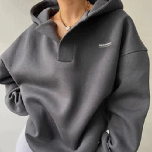 Street-wave Hooded Sweatshirt For Women Effortless Casual Chic With Oversized Comfort