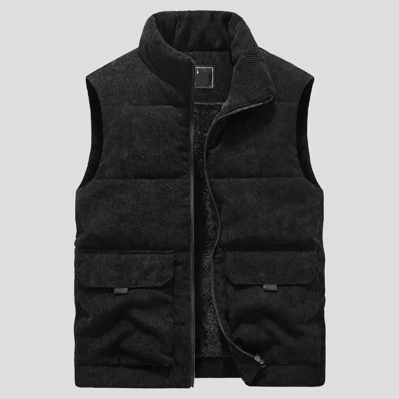 Street-Wave Men's Winter Wool Blend Padded Vest Sleeveless Jacket Warm Insulation Plus Size Up To 6XL