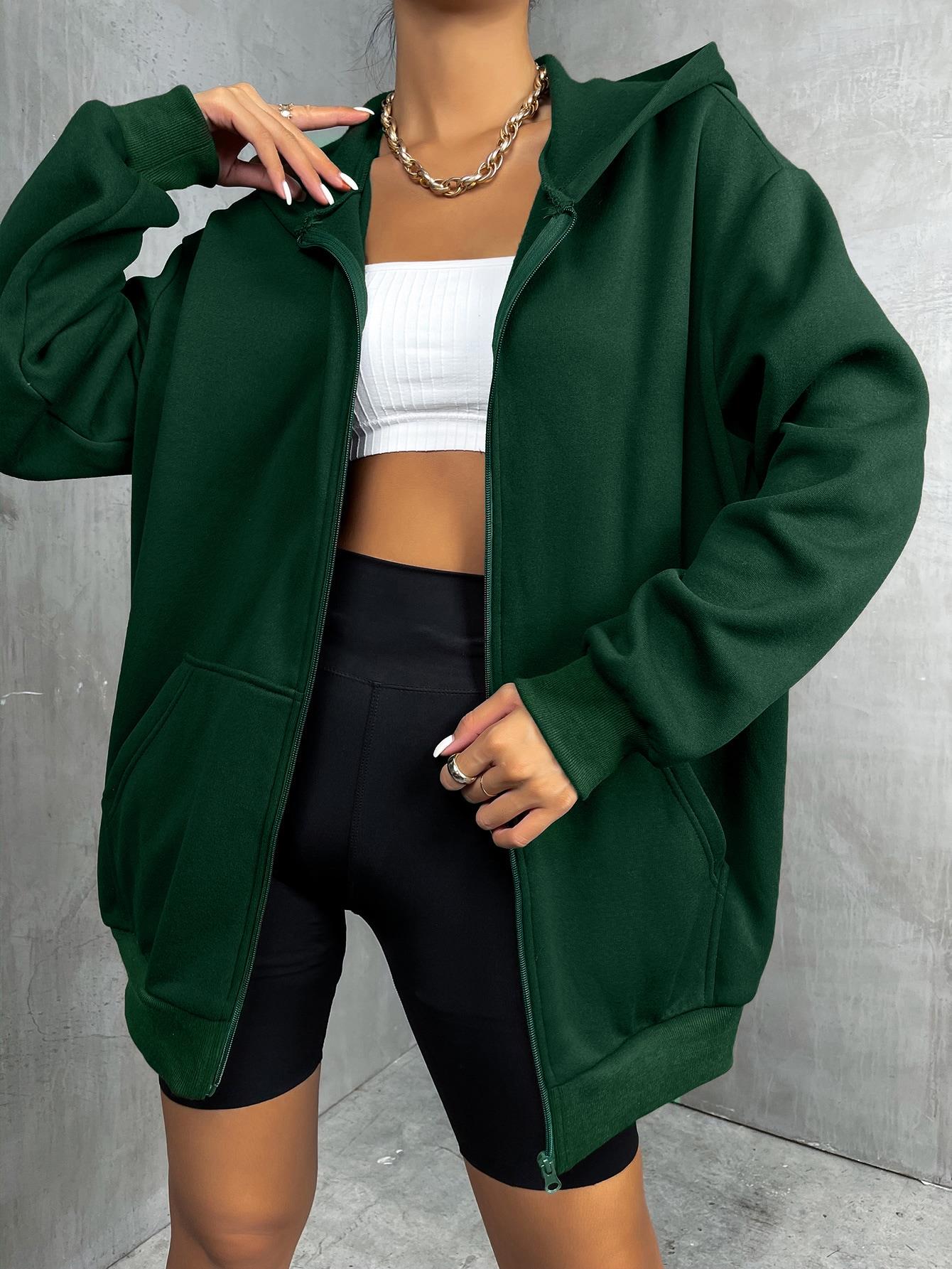 Street-Wave Hooded Zip Hoodie For Women - Cozy, Durable Everyday Outerwear With Pockets