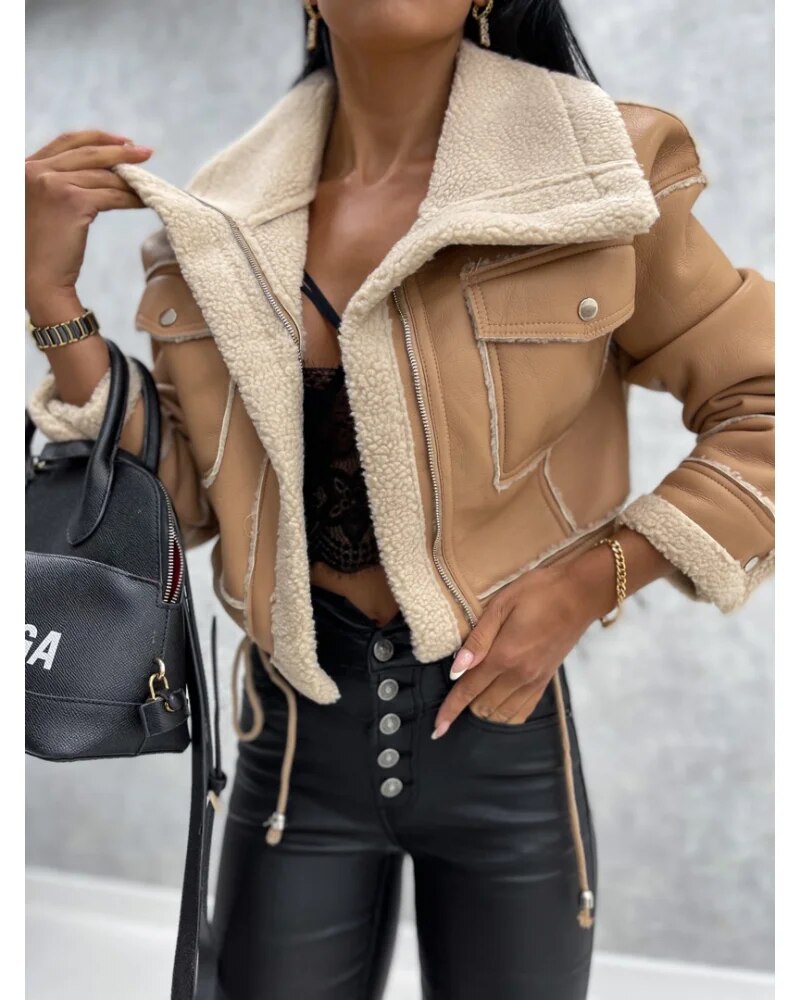 Streetwave Luxury Womens Coat Shearling Lined Warmth For Modern Women Timeless Style