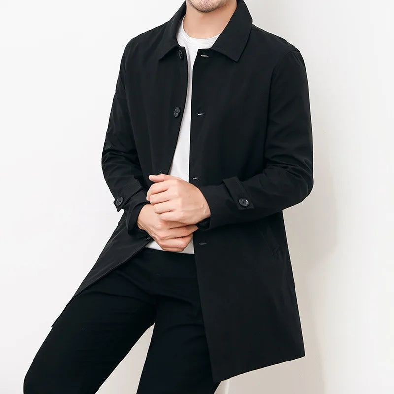 Street-Wave Men's Windbreaker Water-Repellent Relaxed Fit Button Closure