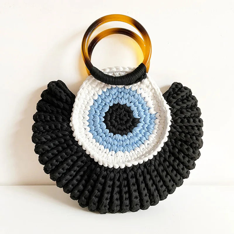 Street-Wave Evil Eye Mini Clutch - Handwoven Protective Eye Charm Bag For Daily Style And Security