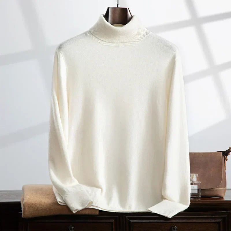 Mens Cashmere Turtleneck Sweater In Relaxed Fit With Ribbed Edges And Soft Knit Texture