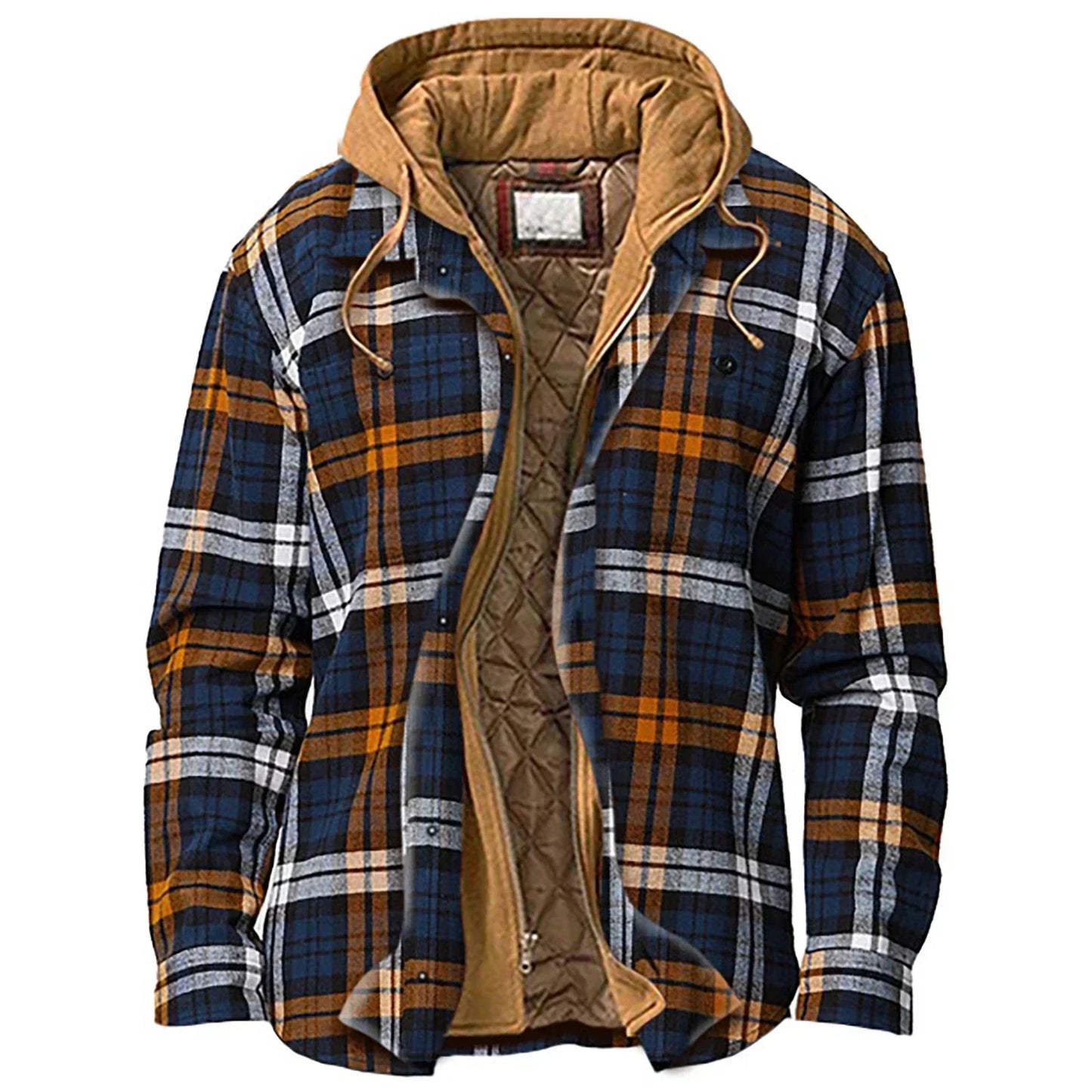 Street-wave Patchwork Hoodie Jacket For Men With Quilted Lining And Multi Pocket Design