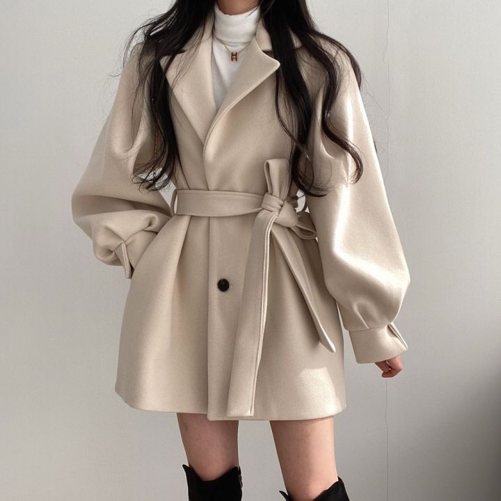 Street-Wave Mid-Length Coat For Women With Tailored Fit And Belted Silhouette Timeless Winter Essential