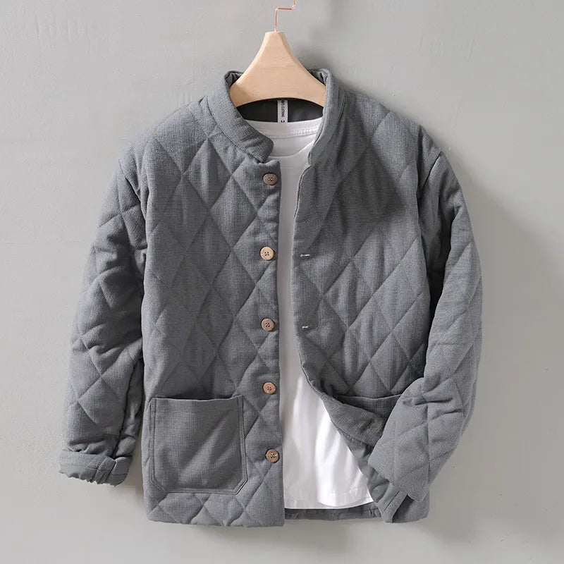 Street Wave Quilted Lightweight Men's Jacket With Checkered Pattern For Everyday Style