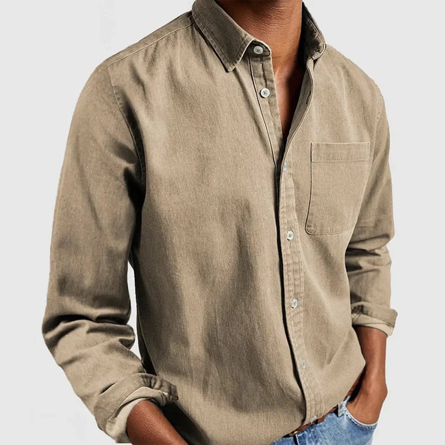 Orson Textured Button Up Shirt For Men Heritage Woven Cotton With Soft Brushed Feel Tailored Fit