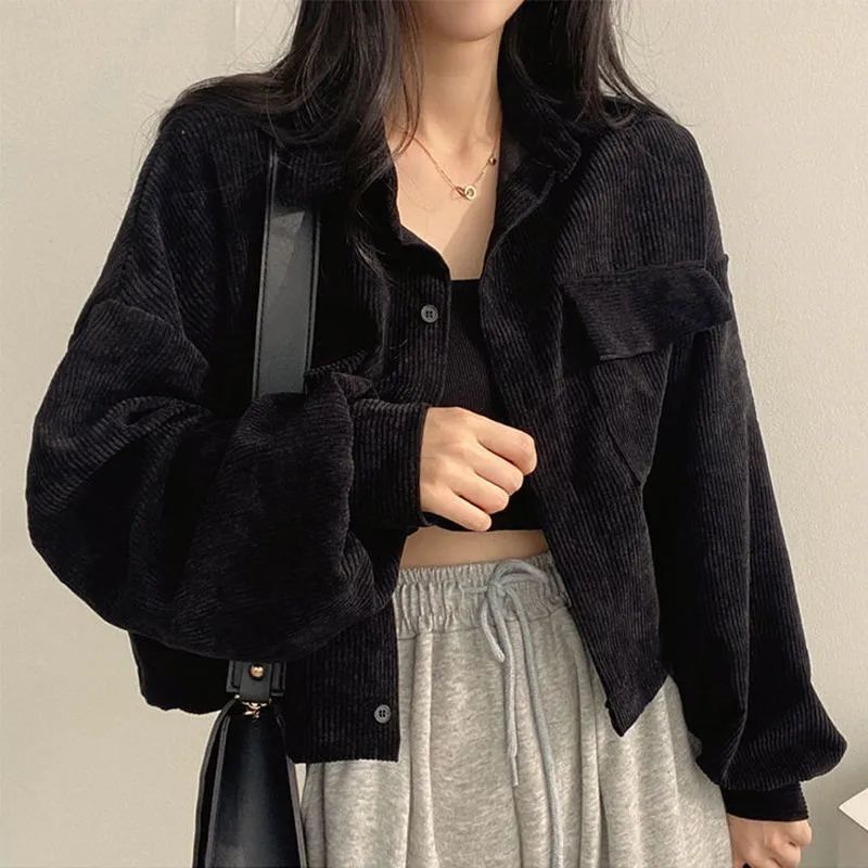 Street Wave Women's Corduroy Jacket With Oversized Fit Soft Texture For Everyday Style
