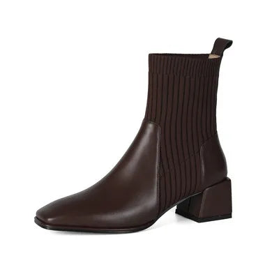 Street-wave Artic Step Sock Boots For Women Cozy Knit Ankle Boots With Ribbed Upper