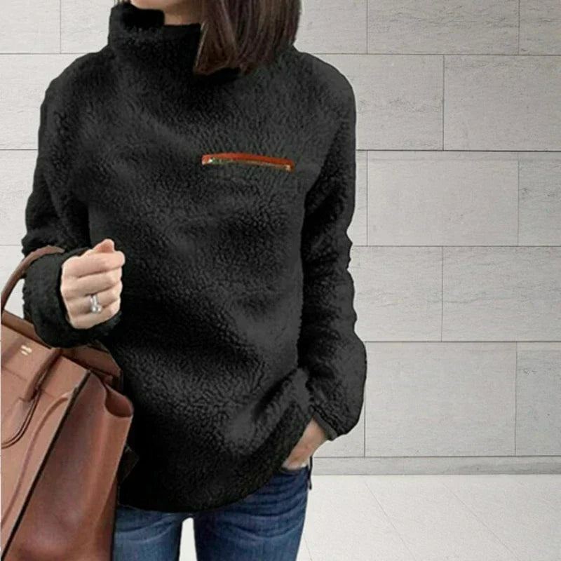 Street-wave Silvija Women's Cozy Fleece Winter Pullover For Elegant Versatile Comfort And Warmth