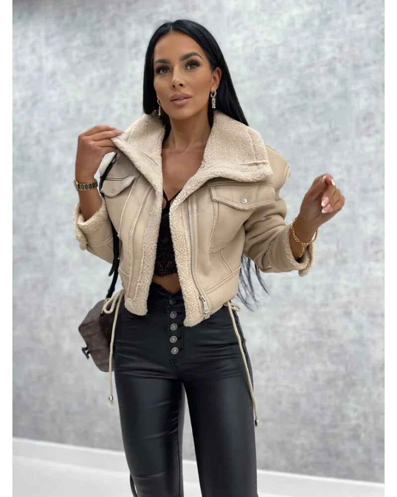 Streetwave Luxury Womens Coat Shearling Lined Warmth For Modern Women Timeless Style