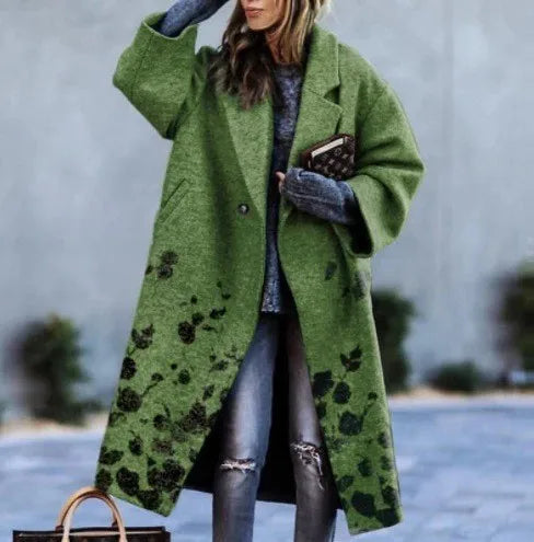 Street-wave Oversized Coat for Women, Color Block Design, Versatile Chic Comfort