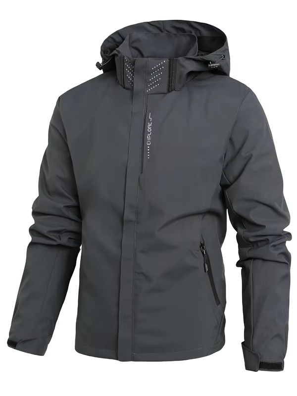 Street-Wave Men's Lightweight Waterproof Hooded Rain Jacket for Hiking and Outdoor Adventures