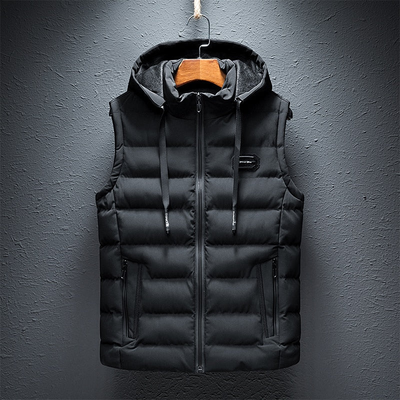 Street-wave Premium Puffer Vest With Hood For Men Warm Lightweight Winter Layer Outerwear