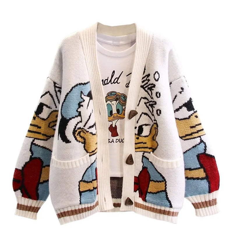 Streetwave Knit Vest for Kids Cozy Cartoon Embroidery Cardigan With Front Button Closure Playful Colorful Design