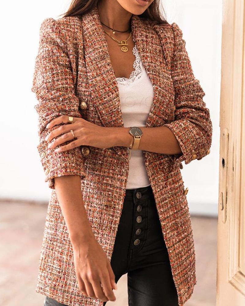 Street-wave Women's Tweed Blazer - Timeless Chic Office To Evening Essential For Modern Professionals