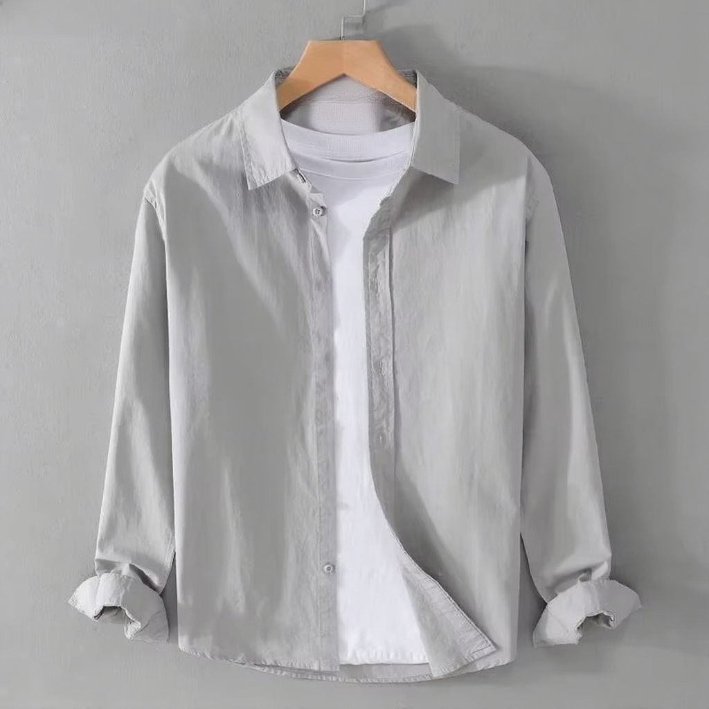 Street-Wave Men's Lightweight Cotton Linen Long Sleeve Casual Shirt Breathable Everyday Comfort