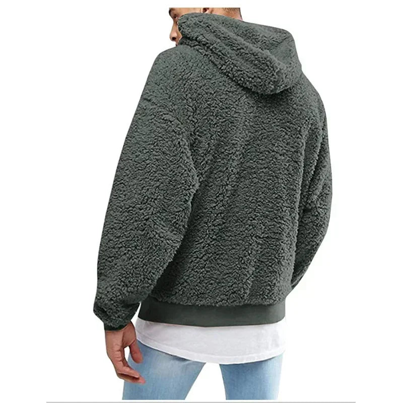 Streetwave Sherpa Hoodie With Soft Fleece Cozy Warmth Versatile Everyday Mens Outerwear