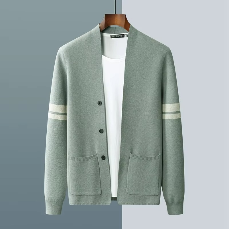 Men's Casual Wool Knit V Neck Cardigan Sweater for Fall and Winter Warm and Comfortable