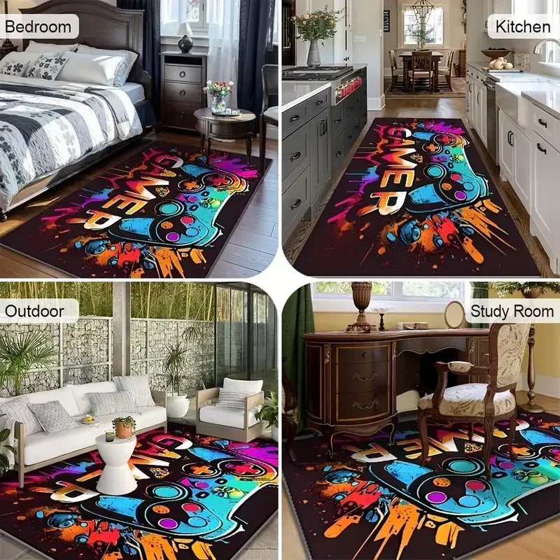 Persian Pattern Rug Blue Non Slip Floor Mat Home Eprolo