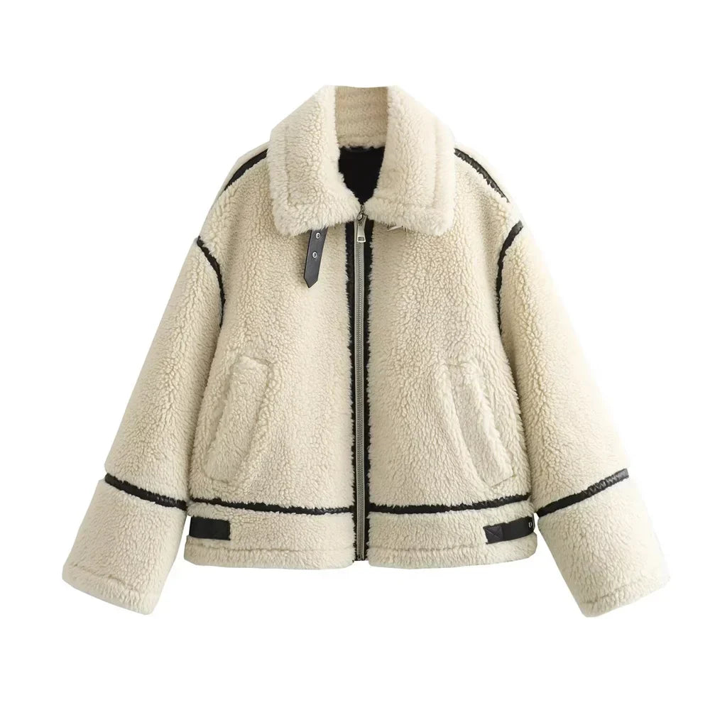 Street-wave Forever In Love Teddy Fleece Jacket With Polyester And Faux Fur For Streetwear Fans And Cold Weather Lovers
