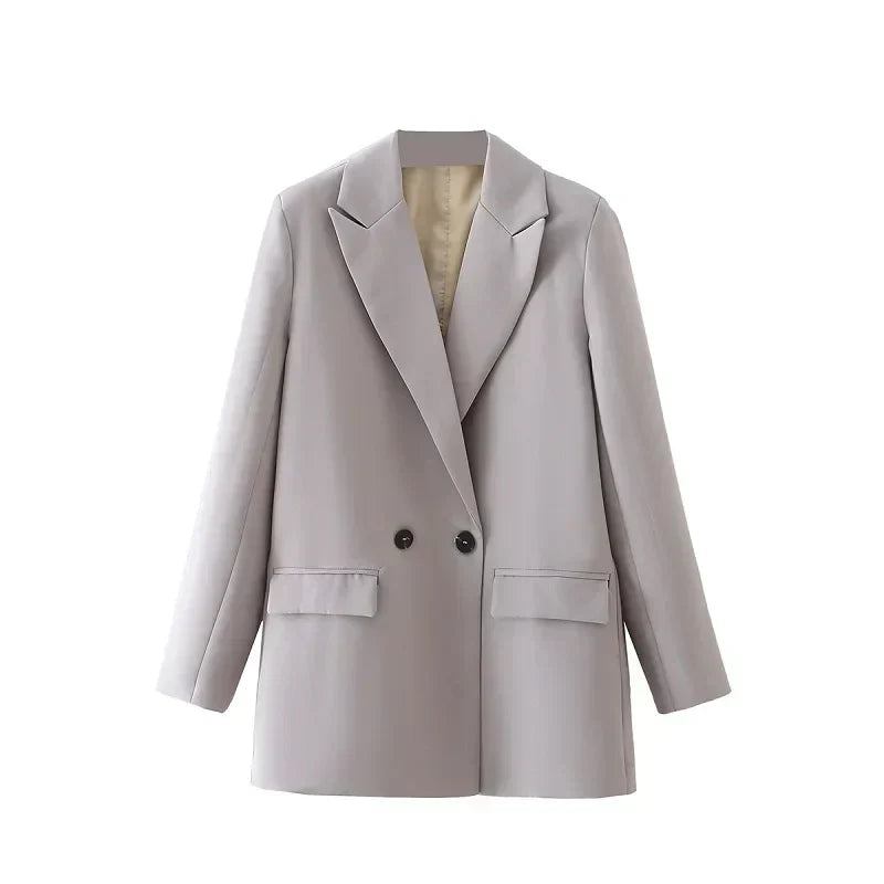 Street-wave Womens Formal Blazer With Pockets Elegant Camel Tailored Jacket For Professionals