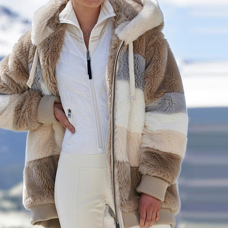 Street-Wave Azalea Hooded Fleece Jacket For Cold Outdoor Enthusiasts - Cozy Warmth, All Season Comfort