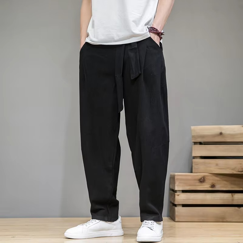 Street-Wave Mens Cotton Linen Elastic Waist Harem Pants For Everyday Comfort And Free Movement