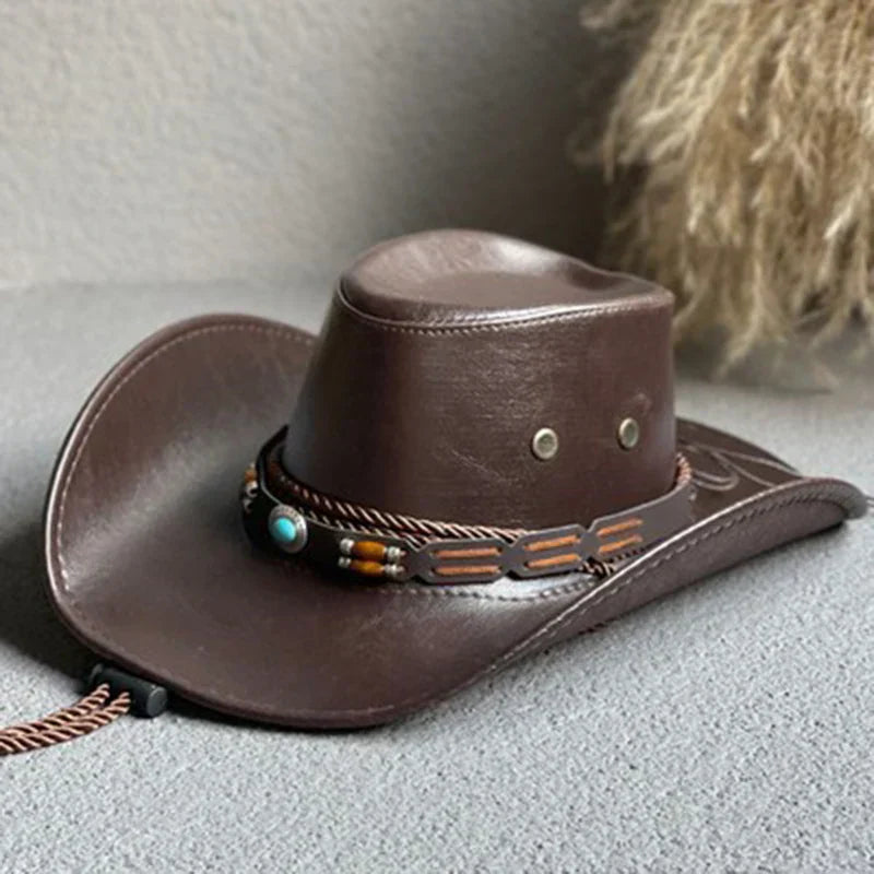Women's Vintage Cowboy Hat with Classic Style and Wide Brim