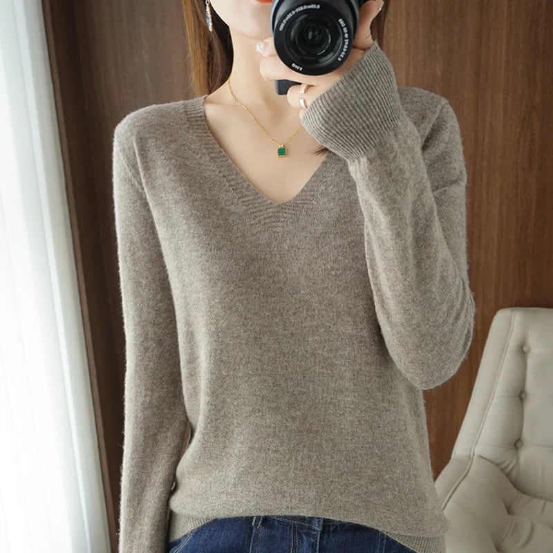 Streetwave V Neck Pullover For Women Cozy Knit Sweater Lightweight Warmth For Everyday Layering