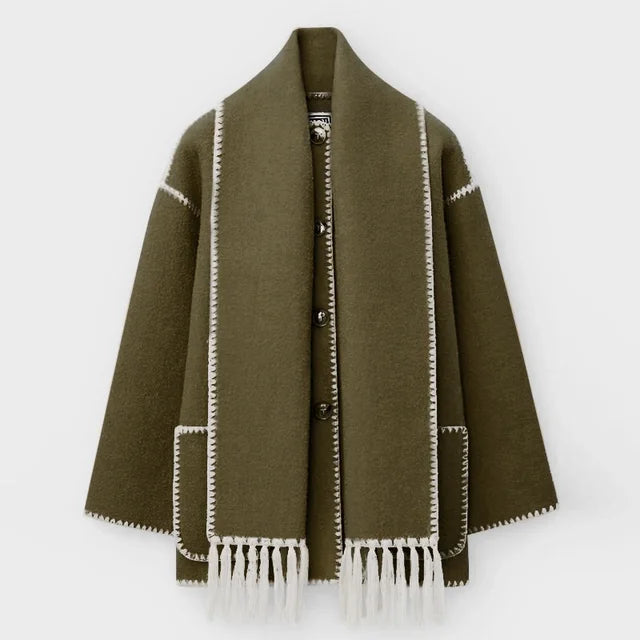 Street Wave Wool Blend Shawl Coat For Women Warmth And Comfort With Elegant Draped Style
