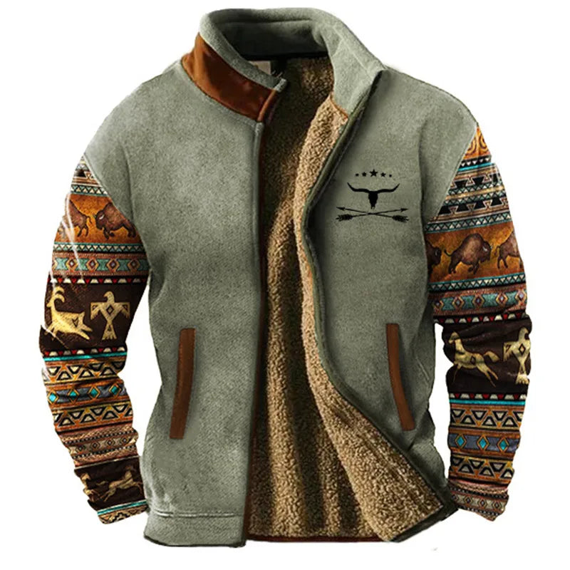 Sebastian Relaxed Fit Sherpa Lined Fleece Jacket For Men With Zipper And Pockets Color Block