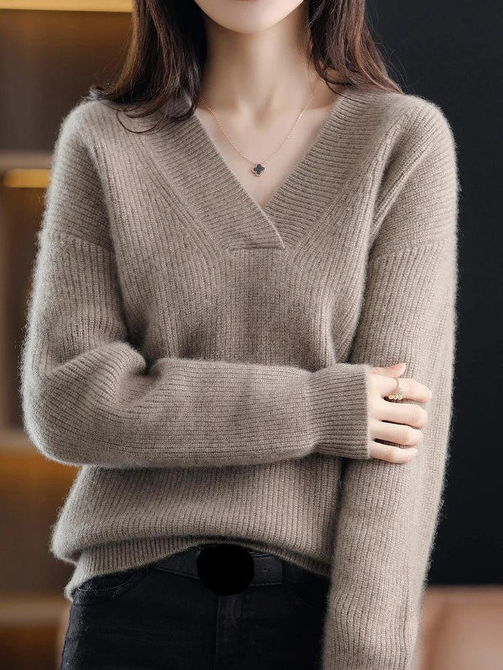 Nordisk Flair Womens Cozy Soft Knit V Neck Pullover Sweater Relaxed Fit