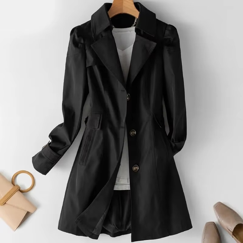 2025 Women’s Mid-Length Double-Breasted Trench Coat for Spring and Fall